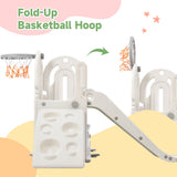 Hearth and Haven Kendall 4-in-1 Climber and Slide Playset with Basketball Hoop and Storage Space, Grey PP297713AAE