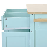 English Elm Kitchen Island Cart With 4 Door Cabinet and Two Drawers and 2 Locking Wheels - Solid Wood Top, Adjustable Shelves, Spice & Towel Rack(Mint Green)