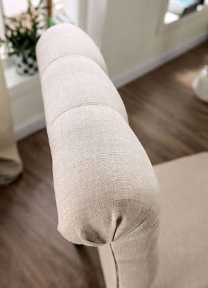 English Elm Classic Dining Side Chairs Set of 2 Button Tufted Scroll-Back Upholstered Wood Rustic Seating for Home Dining Room Gatherings Ivory 42 L x 14 W x 20 H B011104800