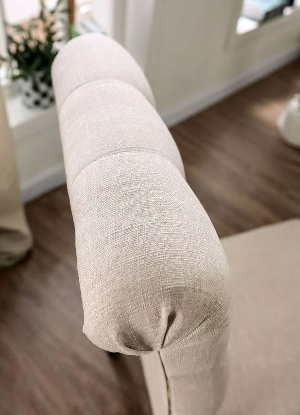 English Elm Classic Dining Side Chairs Set of 2 Button Tufted Scroll-Back Upholstered Wood Rustic Seating for Home Dining Room Gatherings Ivory 42 L x 14 W x 20 H B011104800