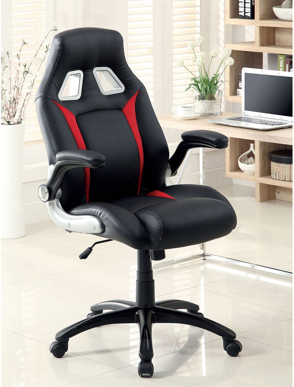 English Elm Stylish Black & Red Gaming Office Chair with Padded Armrests, Adjustable Height, Sturdy Wheels B011104807