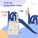 Hearth and Haven Toddler Climber and Slide Set 4 in 1, Kids Playground Climber Freestanding Slide Playset with Basketball Hoop Play Combination For Babies Indoor & Outdoor PP297713AAC