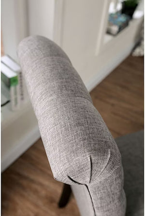 English Elm Classic Dining Side Chairs Set of 2 Button Tufted Scroll-Back Upholstered Wood Rustic Seating for Home Dining Room Gatherings Light Gray 42 L x 14 W x 20 H B011104802