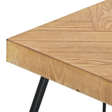 English Elm Modern Coffee Table, Easy Assembly Tea Table, Thicken Cocktail Table With W/Chevron Pattern & Metal Hairpin Legs For Living Room, Ash Wood Finished