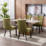 English Elm Nikki Collection Modern, High-End Tufted Solid Wood Contemporary Velvet Upholstered Dining Chair With Wood Legs Nailhead Trim 2- Piece s Set,Olive-Green,Sw2001Ol