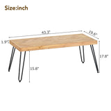 English Elm Modern Coffee Table, Easy Assembly Tea Table, Cocktail Table With W/Chevron Pattern & Metal Hairpin Legs For Living Room, Ash Wood Finished