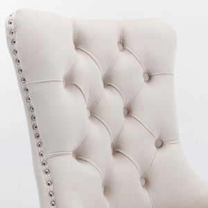 English Elm Nikki Velvet Tufted Dining Chairs with Nailhead Trim and Chrome Legs Set of 2 W114365437