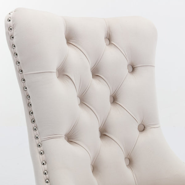 English Elm Nikki Velvet Tufted Dining Chairs with Nailhead Trim and Chrome Legs Set of 2 W114365437