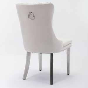 English Elm Nikki Velvet Tufted Dining Chairs with Nailhead Trim and Chrome Legs Set of 2 W114365437