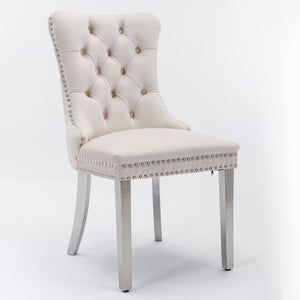 English Elm Nikki Velvet Tufted Dining Chairs with Nailhead Trim and Chrome Legs Set of 2 W114365437