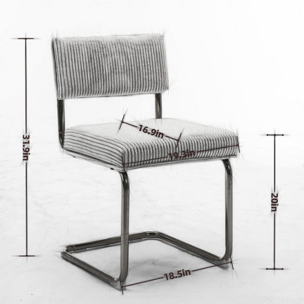 English Elm A&A Modern Beige Corduroy Dining Chairs With Gold Metal Base, Set Of 2, Chic Armless Accent Seating W114367600