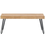 English Elm Modern Coffee Table, Easy Assembly Tea Table, Thicken Cocktail Table With W/Chevron Pattern & Metal Hairpin Legs For Living Room, Ash Wood Finished