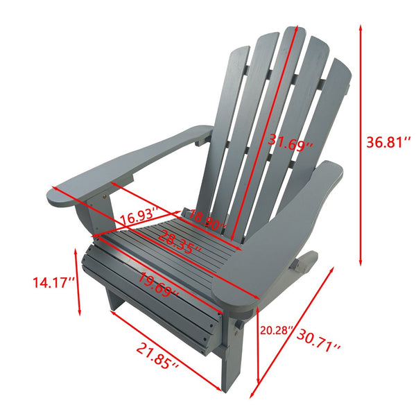 English Elm Outdoor Folding Adirondack Chair Solid Poplar Wood Wide Seat Patio Porch Deck W49591472