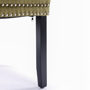 English Elm Nikki Tufted Velvet Dining Chair Set with Solid Wood Frame, High Back, Nailhead Trim, 280lb Capacity Olive Green W114391509