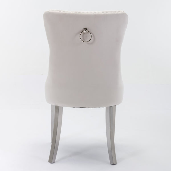 English Elm Nikki Velvet Tufted Dining Chairs with Nailhead Trim and Chrome Legs Set of 2 W114365437