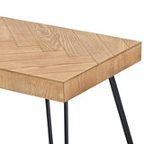 English Elm Modern Coffee Table, Easy Assembly Tea Table, Thicken Cocktail Table With W/Chevron Pattern & Metal Hairpin Legs For Living Room, Ash Wood Finished