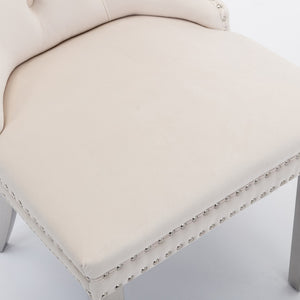 English Elm Nikki Velvet Tufted Dining Chairs with Nailhead Trim and Chrome Legs Set of 2 W114365437