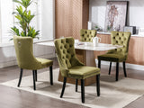 English Elm Nikki Collection Modern, High-End Tufted Solid Wood Contemporary Velvet Upholstered Dining Chair With Wood Legs Nailhead Trim 2- Piece s Set,Olive-Green,Sw2001Ol