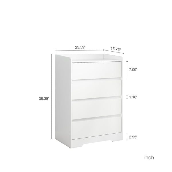 English Elm 4 Drawer Dresser with Anti-Tip Kit, Waterproof White Chest, Modern Sturdy Frame, Safe Smooth Drawers W132166400