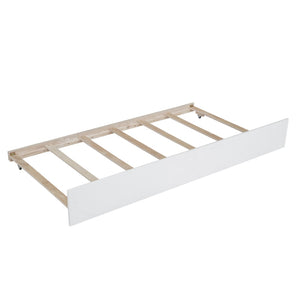 English Elm Twin House Bed Pinewood Frame with Roofline Design and Pull Out Trundle for Kids WF302178AAK