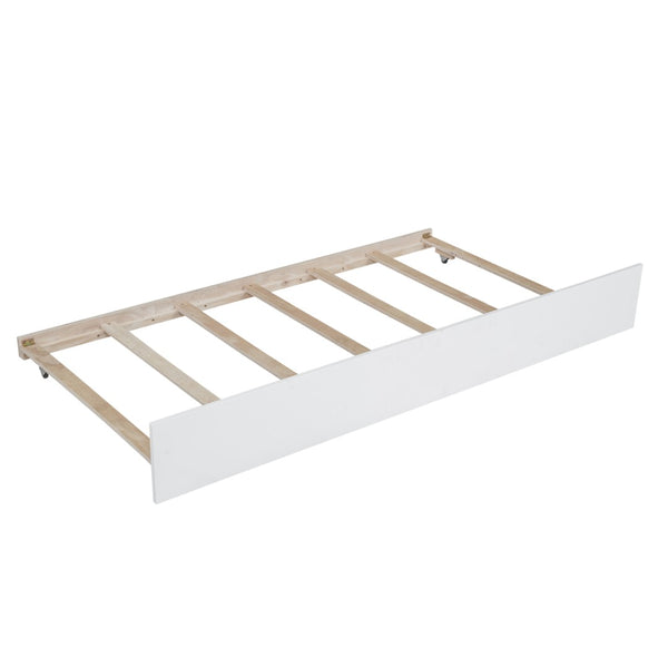 English Elm Twin House Bed Pinewood Frame with Roofline Design and Pull Out Trundle for Kids WF302178AAK