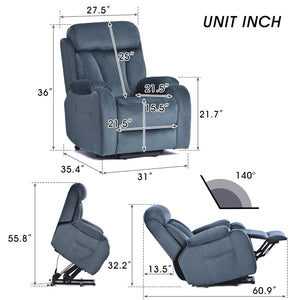 English Elm Power Lift Chair Recliner For Elderly – Electric Sofa With Remote, Soft Navy Fabric, Ultimate Comfort W1028S00037-GIGA