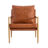 English Elm Pu Leather Accent Arm Chair Mid Century Modern Upholstered Armchair With Imitation Solid Wood Color Metal Frame Extra-Thick Padded Backrest and Seat Cushion Sofa Chairs For Living Room Sf-010