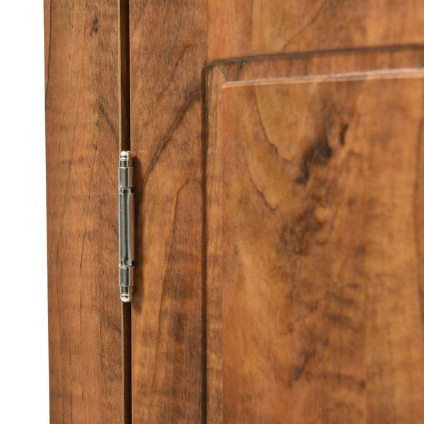 English Elm Brown Triangle Corner Cabinet with Adjustable Shelves, Freestanding MDF Storage, Modern Space-Saver WF291467AAD