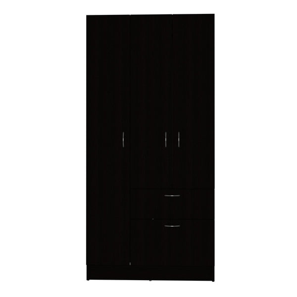 English Elm Primavera Modern Armoire Cabinet with Double Doors, Hanging Rod, Drawer & 5 Shelves, 67.2" Tall B200S00156