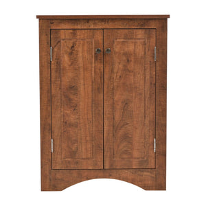English Elm Oak Corner Floor Cabinet Triangular Freestanding Storage with Adjustable Interior Shelves N725P334664D