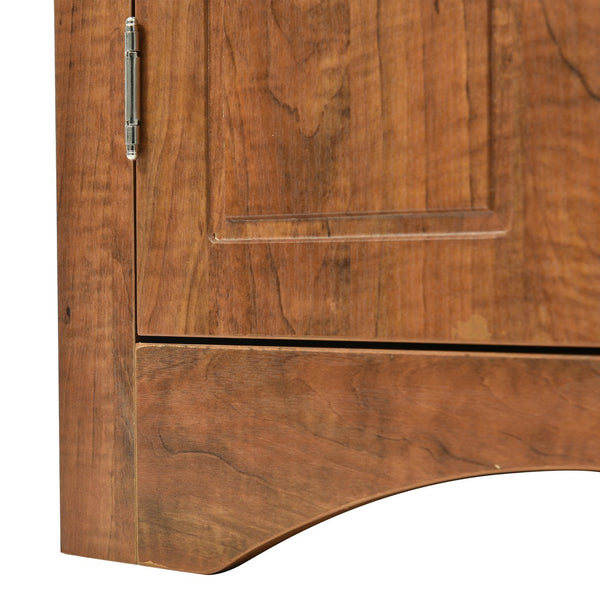 English Elm Brown Triangle Corner Cabinet with Adjustable Shelves, Freestanding MDF Storage, Modern Space-Saver WF291467AAD