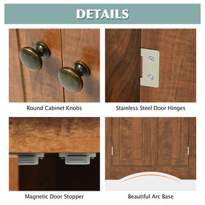 English Elm Brown Triangle Corner Cabinet with Adjustable Shelves, Freestanding MDF Storage, Modern Space-Saver WF291467AAD