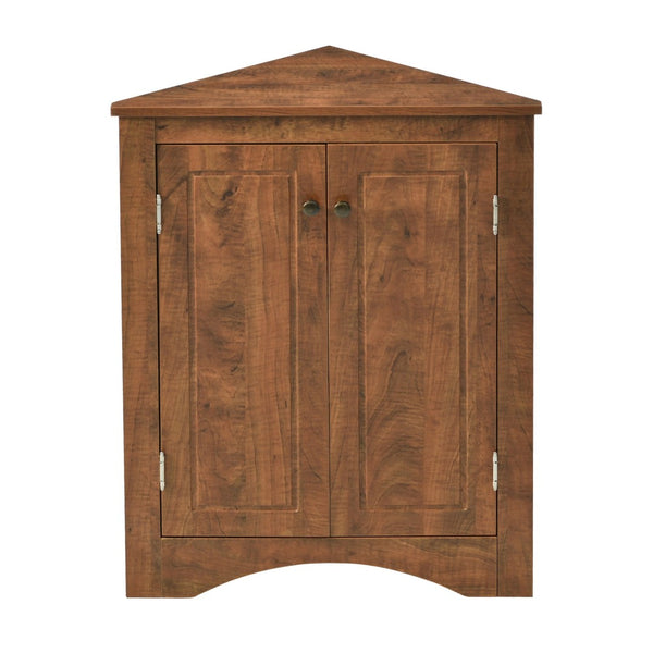 English Elm Oak Corner Floor Cabinet Triangular Freestanding Storage with Adjustable Interior Shelves N725P334664D