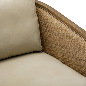 English Elm Swivel Barrel Chair Faux Leather Rattan Accent Seat with 360 Base for Living Room W395102741
