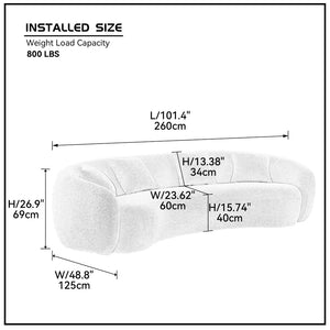 English Elm 102'' Curved Boucle Sectional Five Seat Half Moon Sofa with Plush Fleece Cushions W87694859