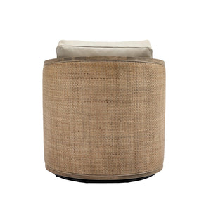 English Elm Swivel Barrel Chair Faux Leather Rattan Accent Seat with 360 Base for Living Room W395102741