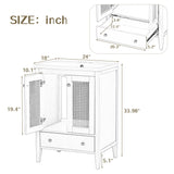 English Elm 24" Bathroom Vanity With Ceramic Basin, Rattan Bathroom Storage Cabinet With Two Doors and Drawer, Solid Frame, Natural (Old Sku: Jl000008Aad)