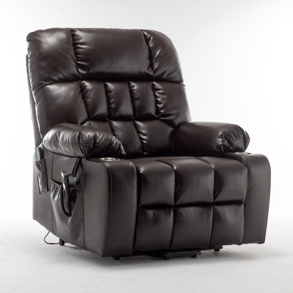 English Elm Lift Power Recliner Chair Big Tall Users Okin Motor Heat Massage Wide Seat W547S00030