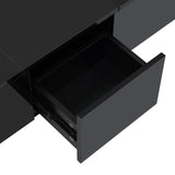 English Elm Coffee Table With 2 Large Hidden Storage Compartment, Extendable Cocktail Table With 2 Drawers, High-Gloss Center Table With Sliding Top For Living Room, 39.3"X21.6", Black