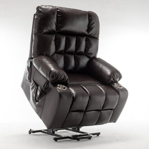 English Elm Lift Power Recliner Chair Big Tall Users Okin Motor Heat Massage Wide Seat W547S00030