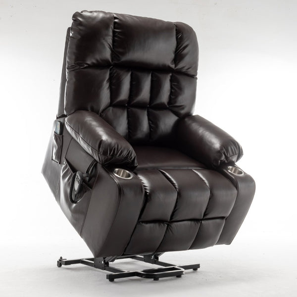 English Elm Lift Power Recliner Chair Big Tall Users Okin Motor Heat Massage Wide Seat W547S00030