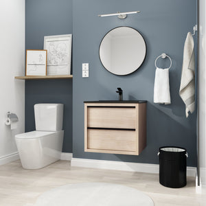 English Elm 24" Modern Bathroom Vanity With Black Ceramic Sink & 2 Soft-Close Drawers For Stylish Storage W999S00079