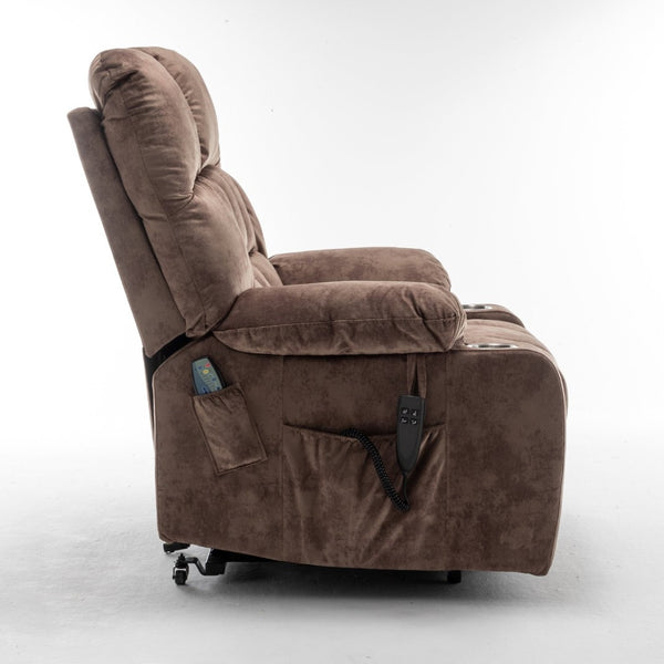 English Elm Lift Power Recliner Chair Big Tall Users Okin Motor Heat Massage Wide Seat W547S00029