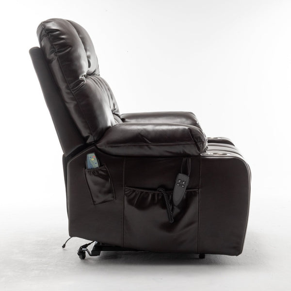 English Elm Lift Power Recliner Chair Big Tall Users Okin Motor Heat Massage Wide Seat W547S00030