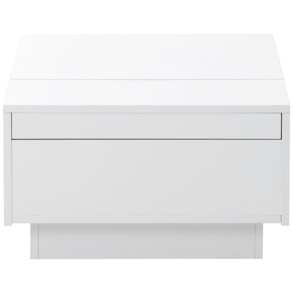 English Elm High-gloss Extendable Coffee Table with Hidden Compartments and Drawers White WF303591AAK