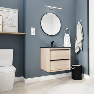 English Elm 24" Modern Bathroom Vanity With Black Ceramic Sink & 2 Soft-Close Drawers For Stylish Storage W999S00079