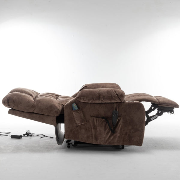 English Elm Lift Power Recliner Chair Big Tall Users Okin Motor Heat Massage Wide Seat W547S00029