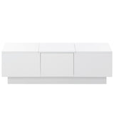 English Elm Coffee Table With 2 Large Hidden Storage Compartment, Extendable Cocktail Table With 2 Drawers, High-Gloss Center Table With Sliding Top For Living Room, 39.3"X21.6", White