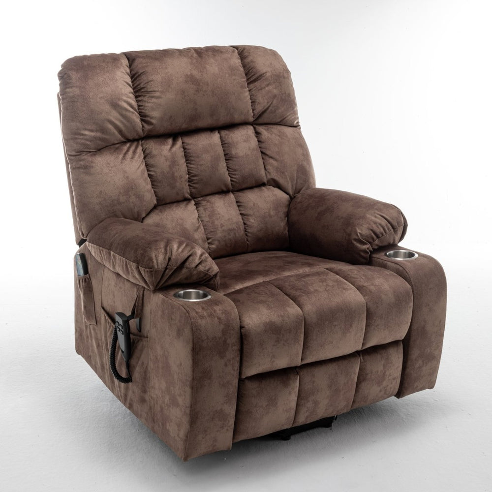 English Elm Lift Power Recliner Chair Big Tall Users Okin Motor Heat Massage Wide Seat W547S00029