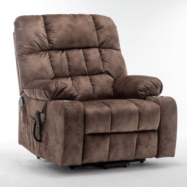 English Elm Lift Power Recliner Chair Big Tall Users Okin Motor Heat Massage Wide Seat W547S00029